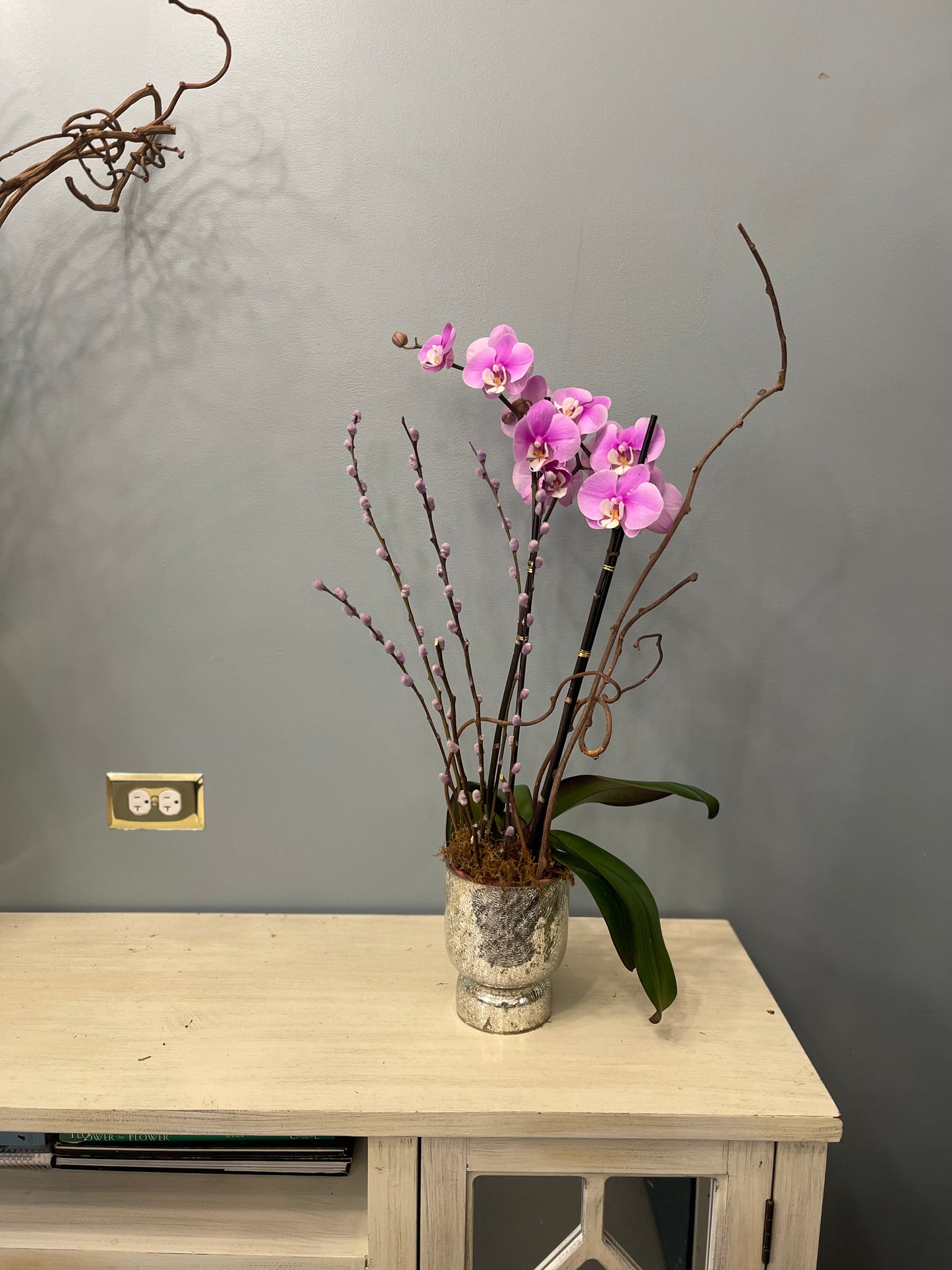 Orquidea Arreglo Vase de espejo