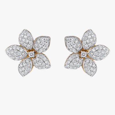 Diamond Flower Petal Earrings Lab Grown